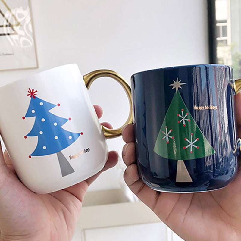 

1pc Christmas Tree Print Ceramic Mug, Multicolor