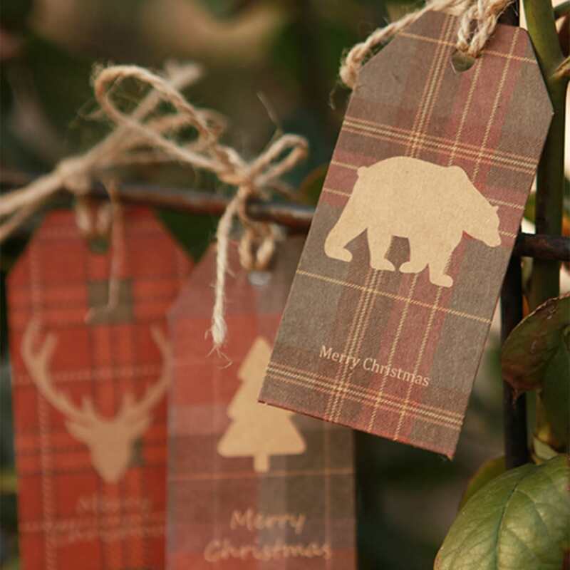 

10pcs Christmas Decorative Kraft Paper Hanging Card, Multicolor