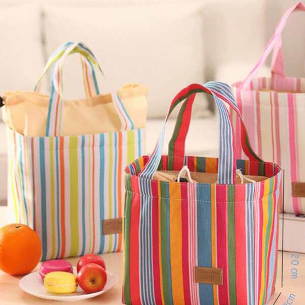 

1pc Striped Lunch Storage Bag, Multicolor