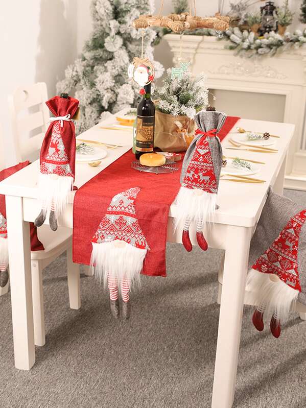 

1pc Christmas Decorative Table Runner, Red