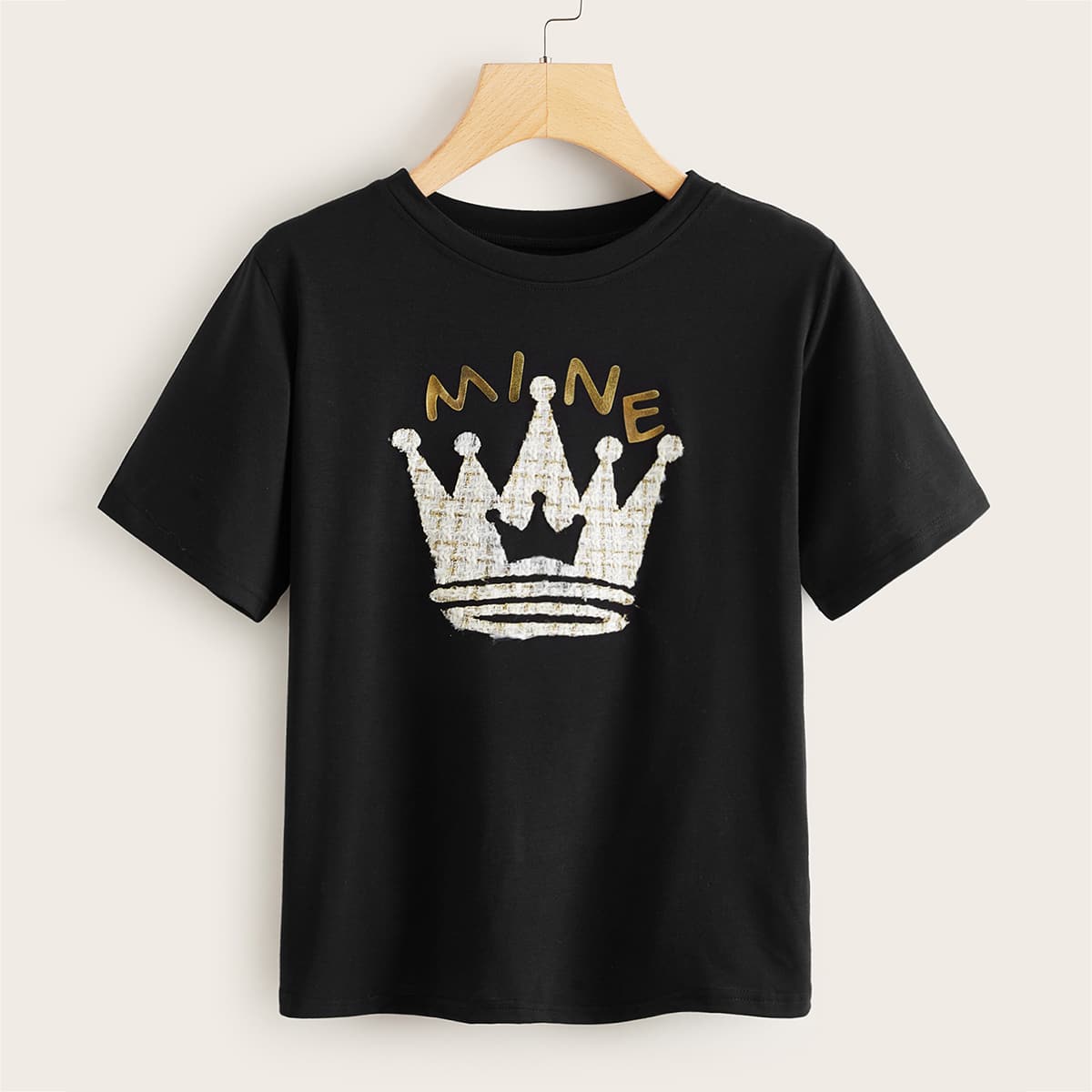 

Crown & Letter Graphic Tee, Black
