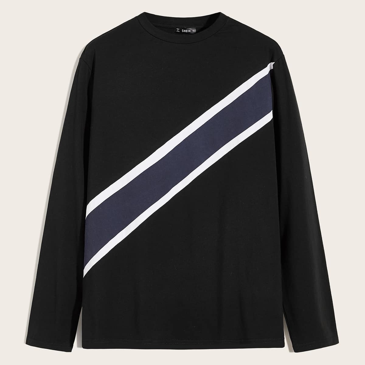 

Guys Striped Colorblock Tee, Black