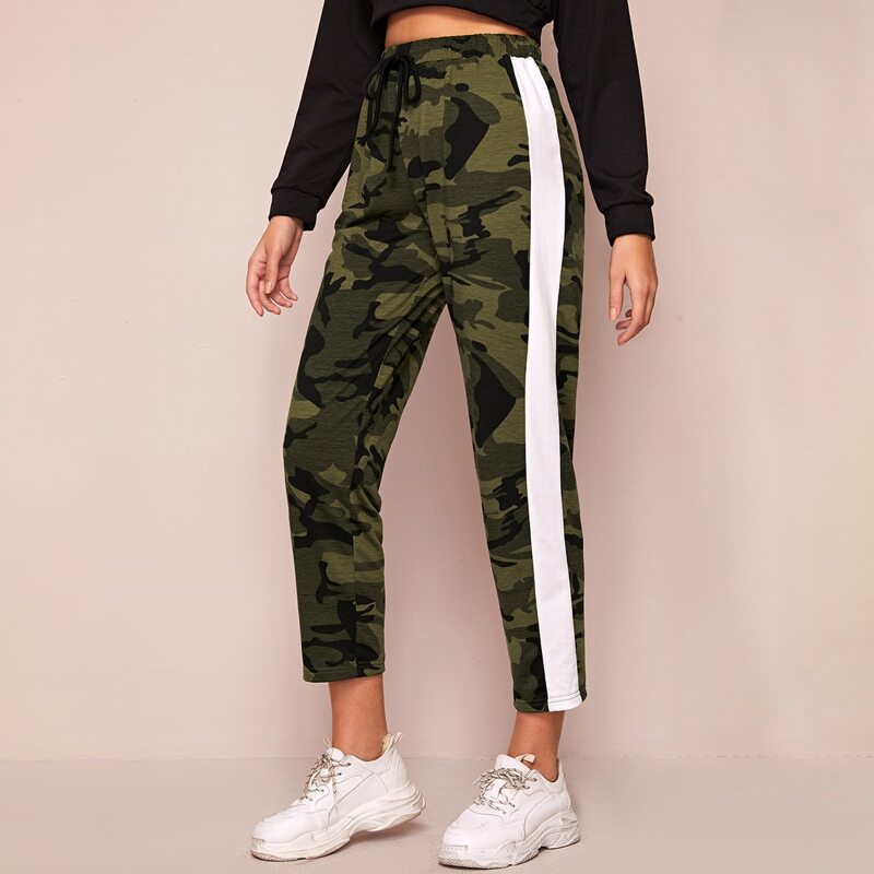 

Contrast Side Seam Camo Sweatpants, Multicolor