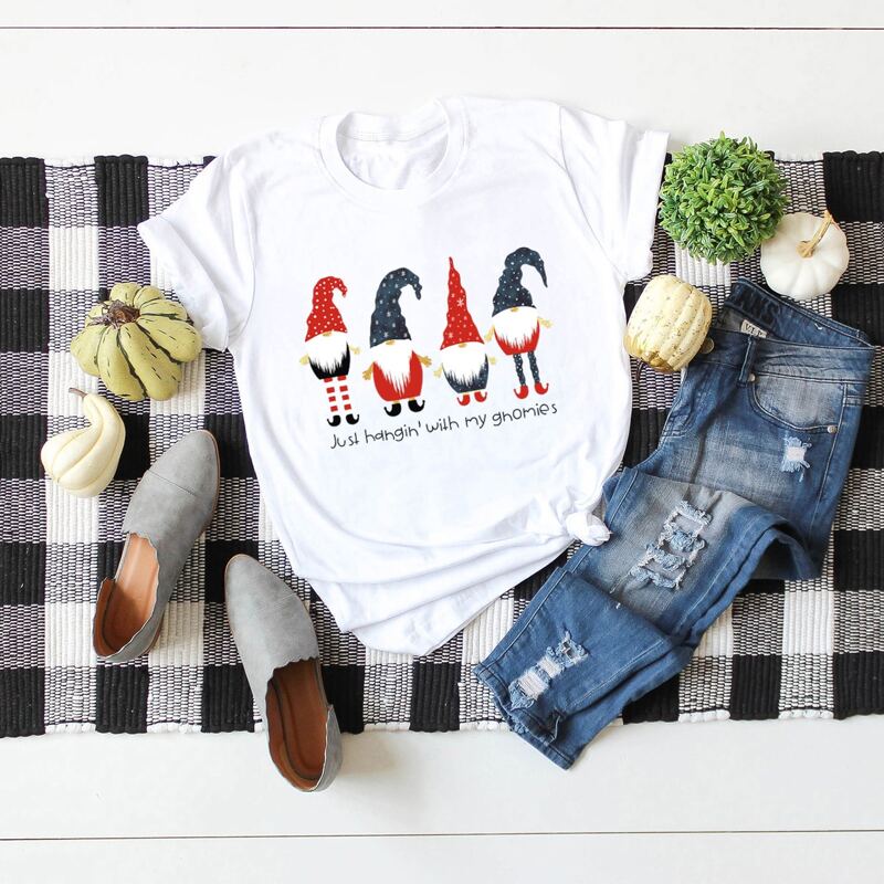 

Christmas Figure & Slogan Graphic Tee, White