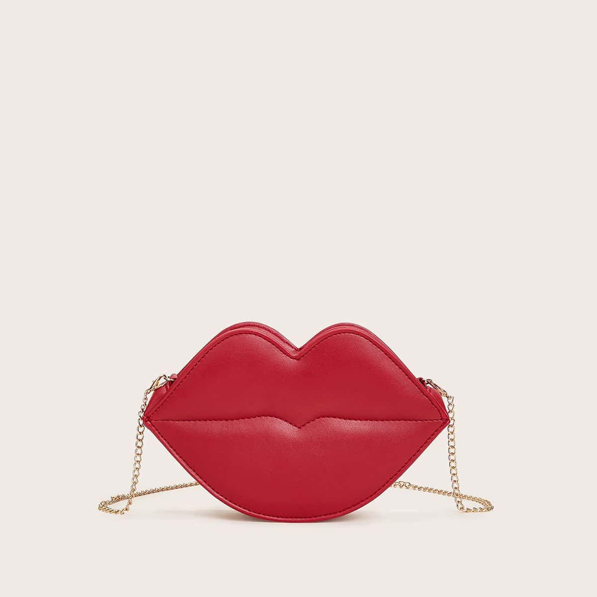 

Lips Design Chain Crossbody Bag, Burgundy
