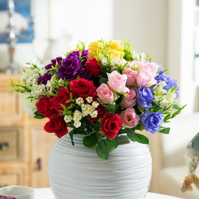 

1bundle Artificial Rose With 9pcs Head