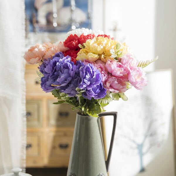 

1bundle Artificial Peony With 9pcs Head