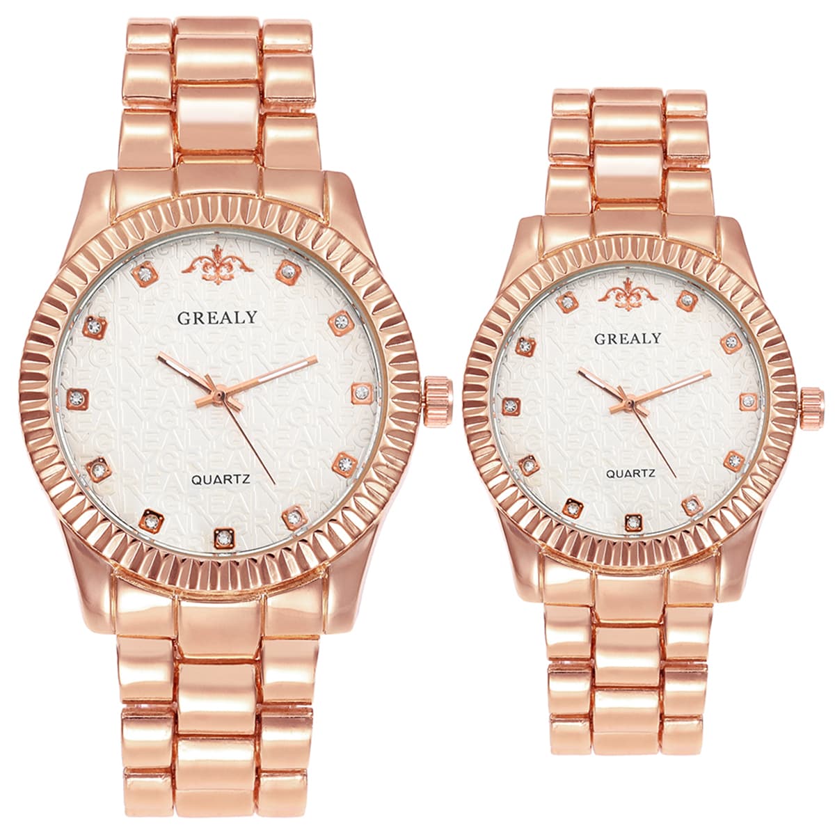 

2pcs Rhinestone Scale Couple Watch