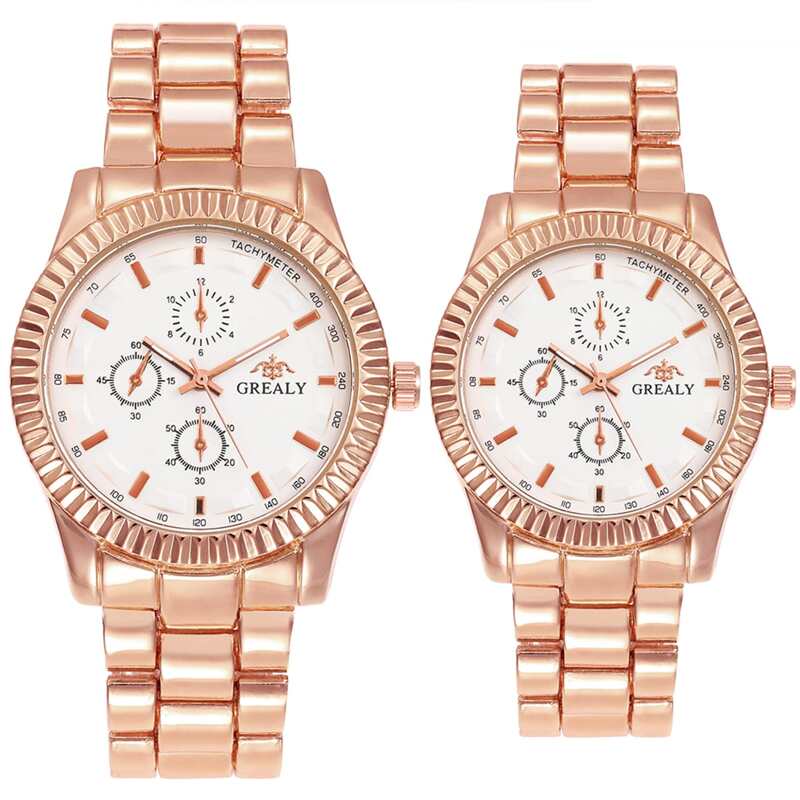 

2pcs Triple Dial Couple Watch