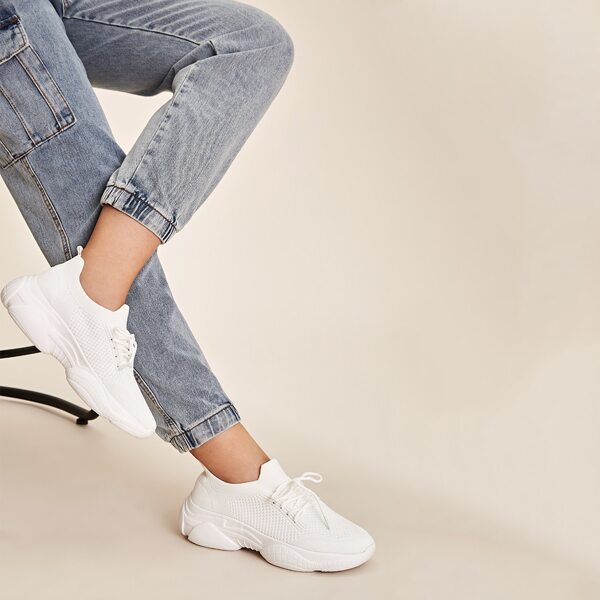 

Lace-up Front Wide Fit Chunky Sneakers, White