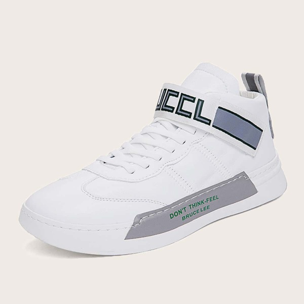 

Men Letter Graphic Velcro Strap Sneakers, White