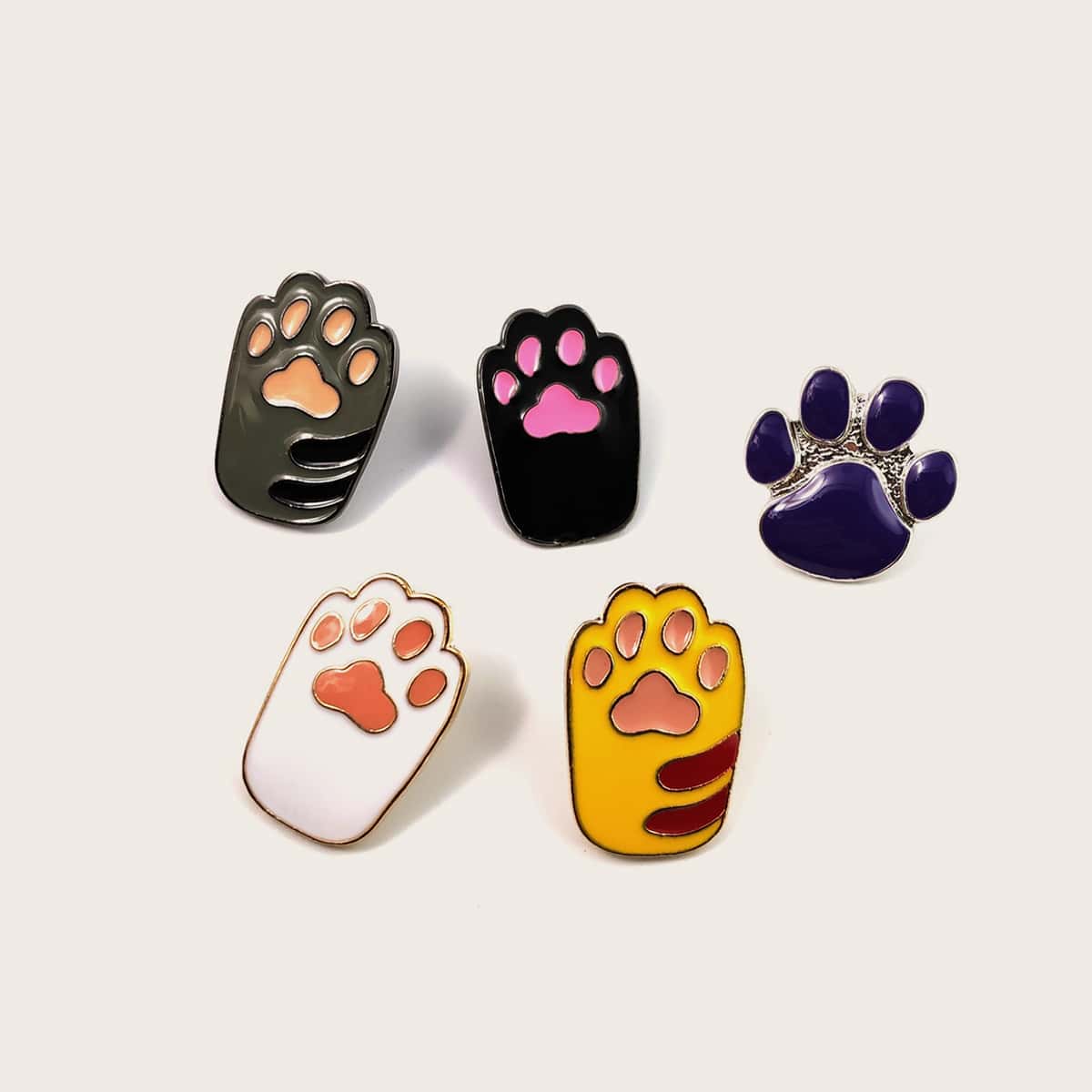 

5pcs Animal Palm Shaped Brooch Set, Multicolor