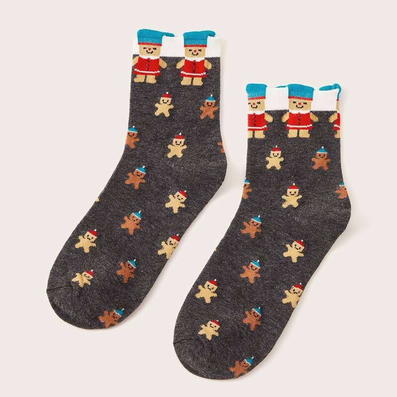 

1pair Cartoon Pattern Socks, Multicolor