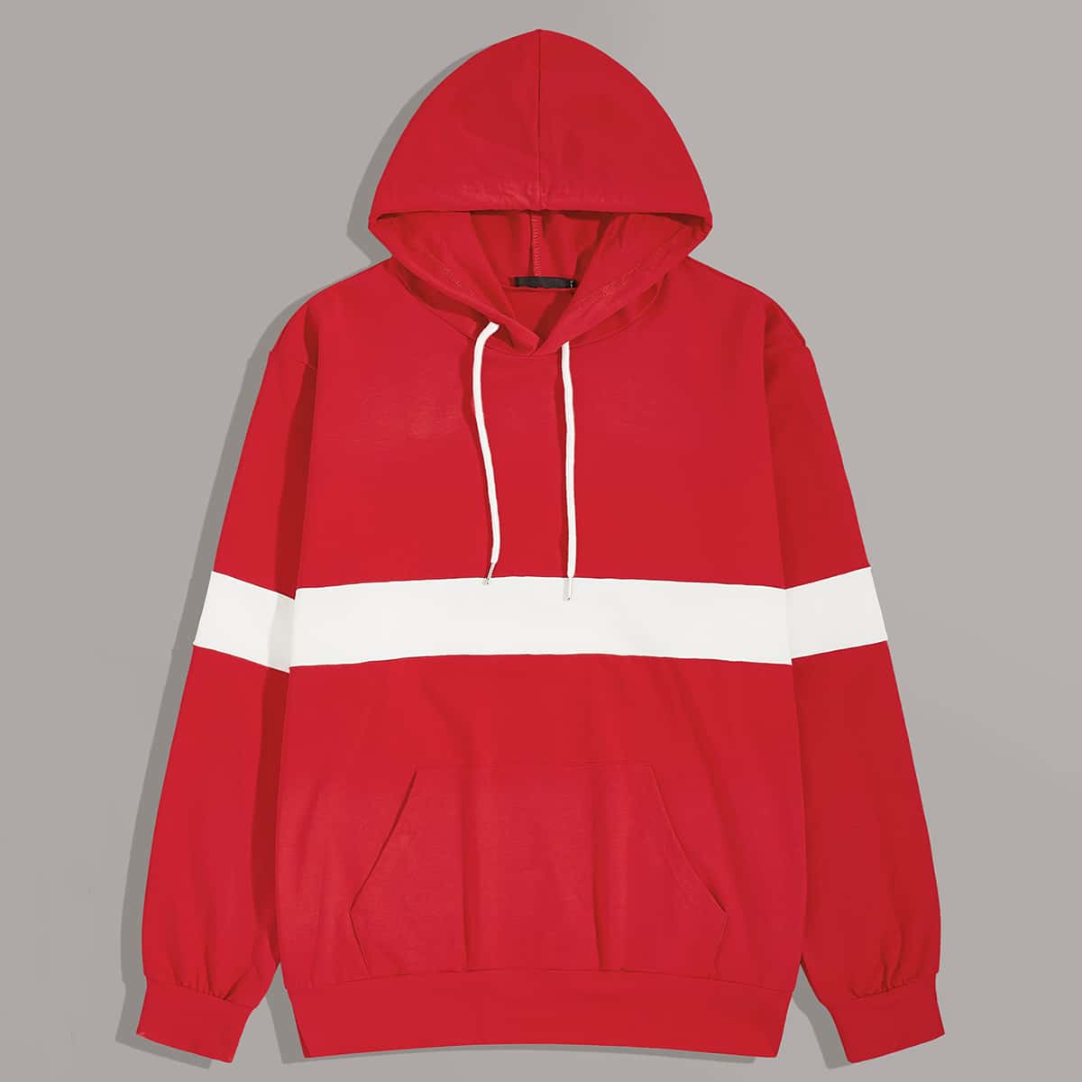 

Guys Pouch Pocket Two Tone Hoodie, Red bright
