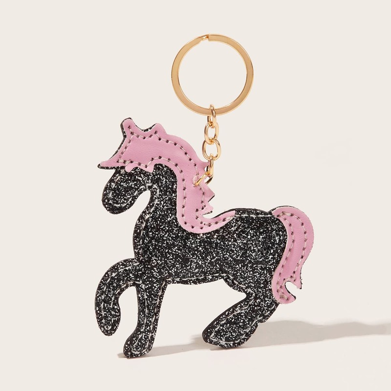 

Glitter Unicorn Charm Keychain, Multicolor