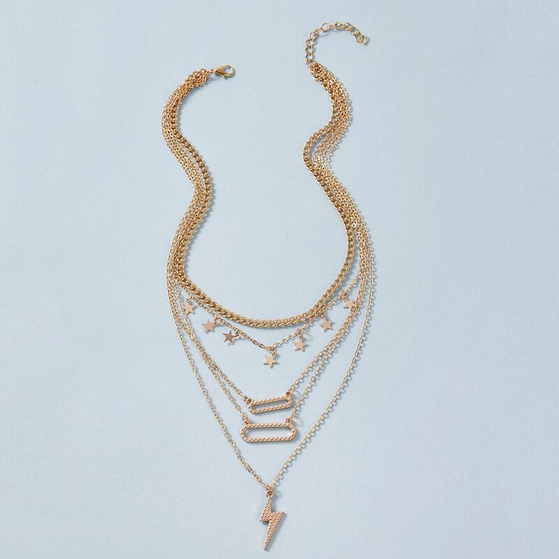 

1pc Star Lighting Charm Layered Necklace, Gold