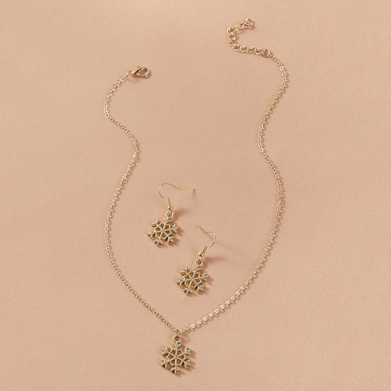 

3pcs Snowflake Drop Earrings & Necklace