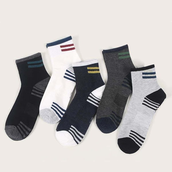 

5pairs Men Striped Pattern Socks, Multicolor