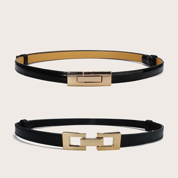 

2pcs Metal Buckle Belt, Black