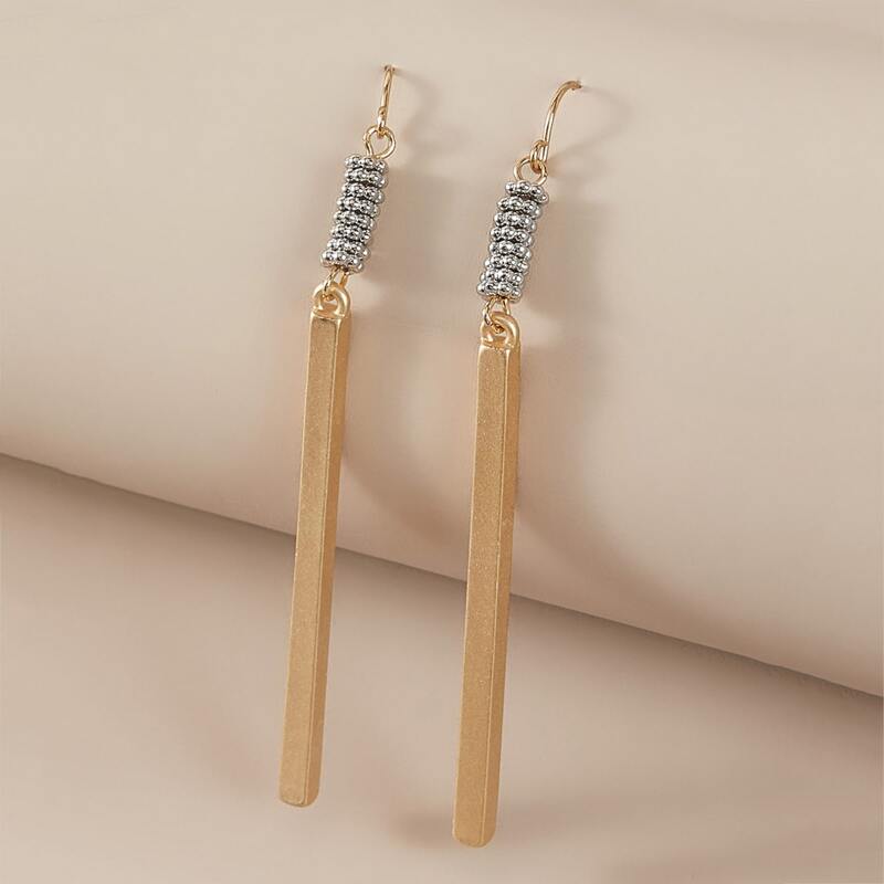 

1pair Bar Drop Earrings, Gold