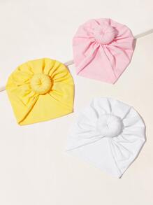 Sombrero turbante de bebé unicolor 3 piezas - Multicolor - Ver 1