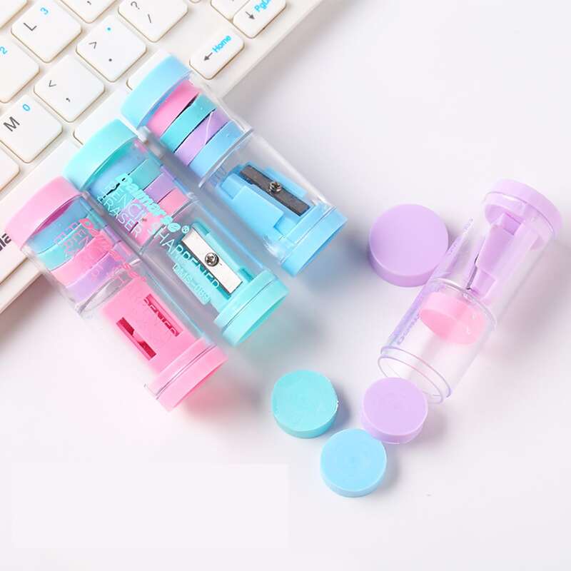 

4pcs Random Color Eraser & 1pc Pencil Sharpener, Multicolor