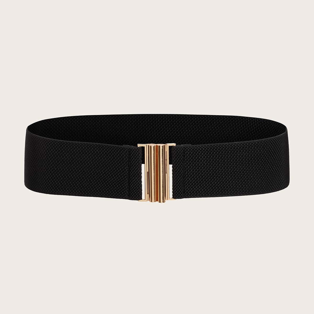 

Metal Buckle Wide Belt, Black