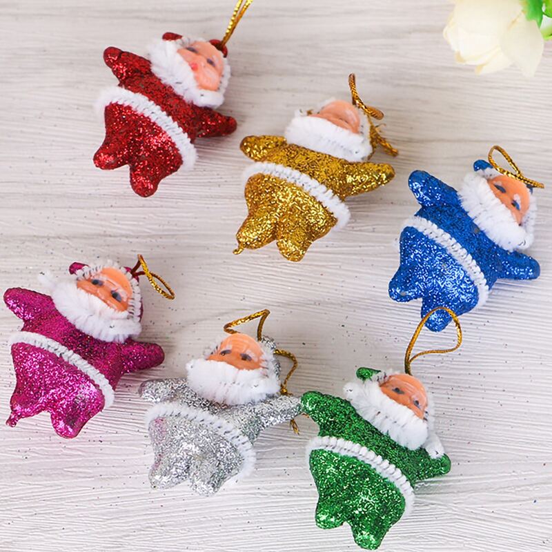 

6pcs Christmas Glitter Santa Claus Hanging Ornament, Multicolor