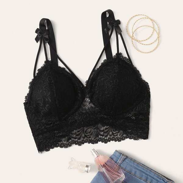 

Floral Lace Bralette, Black