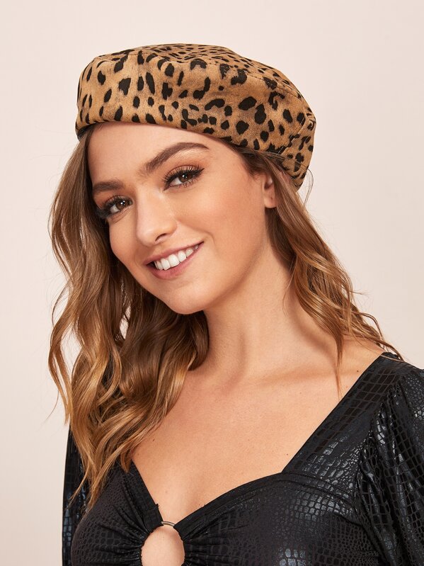 

Leopard Pattern Beret, Multicolor