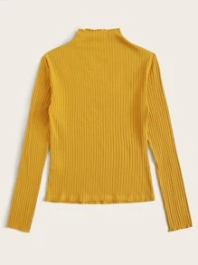 Muchica Camiseta tejida de canalé ribete en forma de lechuga - Mostaza Amarilla - Ver 2