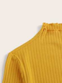 Muchica Camiseta tejida de canalé ribete en forma de lechuga - Mostaza Amarilla - Ver 4