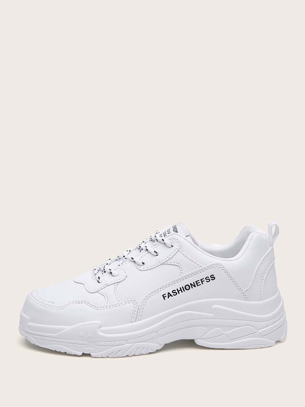

Men Letter Graphic Chunky Sneakers, White