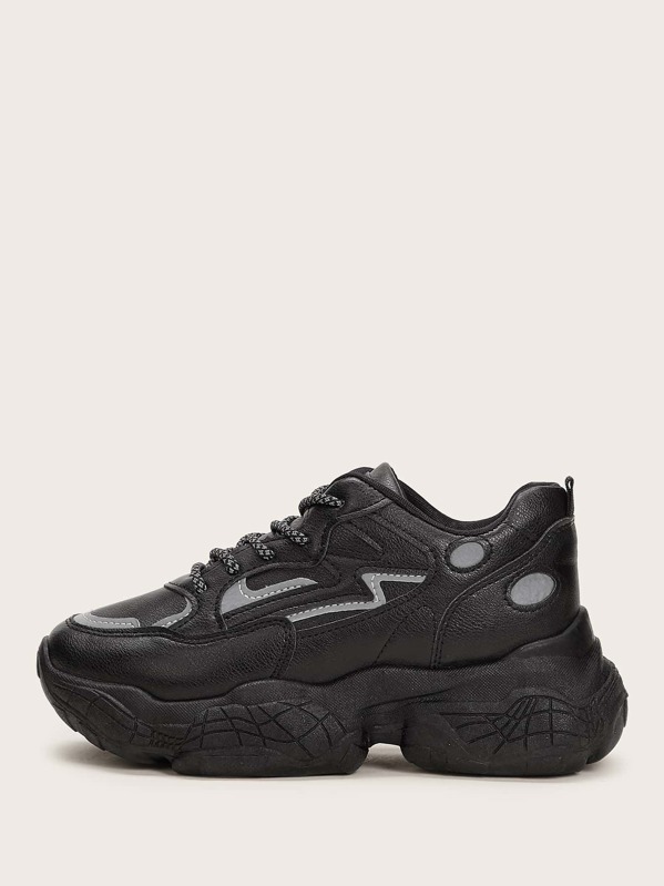 

Lace-up Front Chunky Sneakers, Black