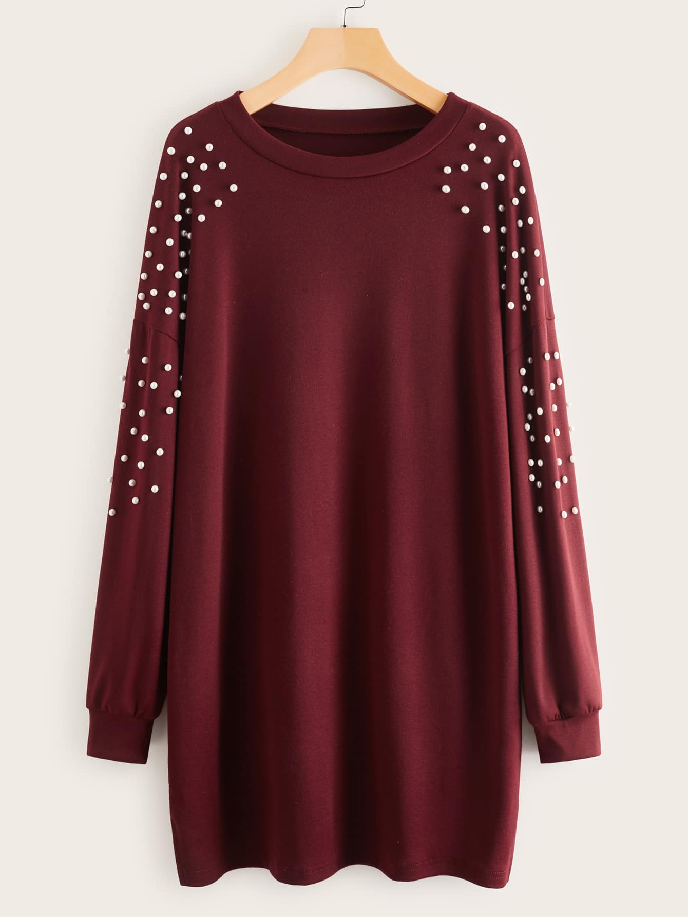Pearls Beaded Drop Shoulder Tee Dress pictures