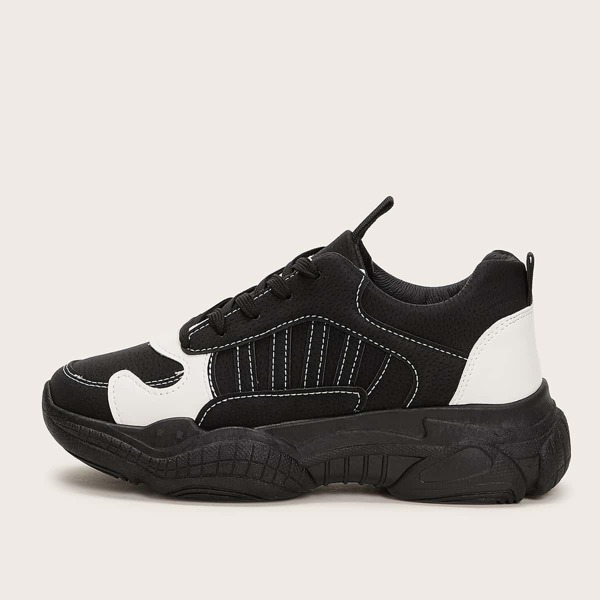 

Lace-up Front Chunky Sneakers, Black