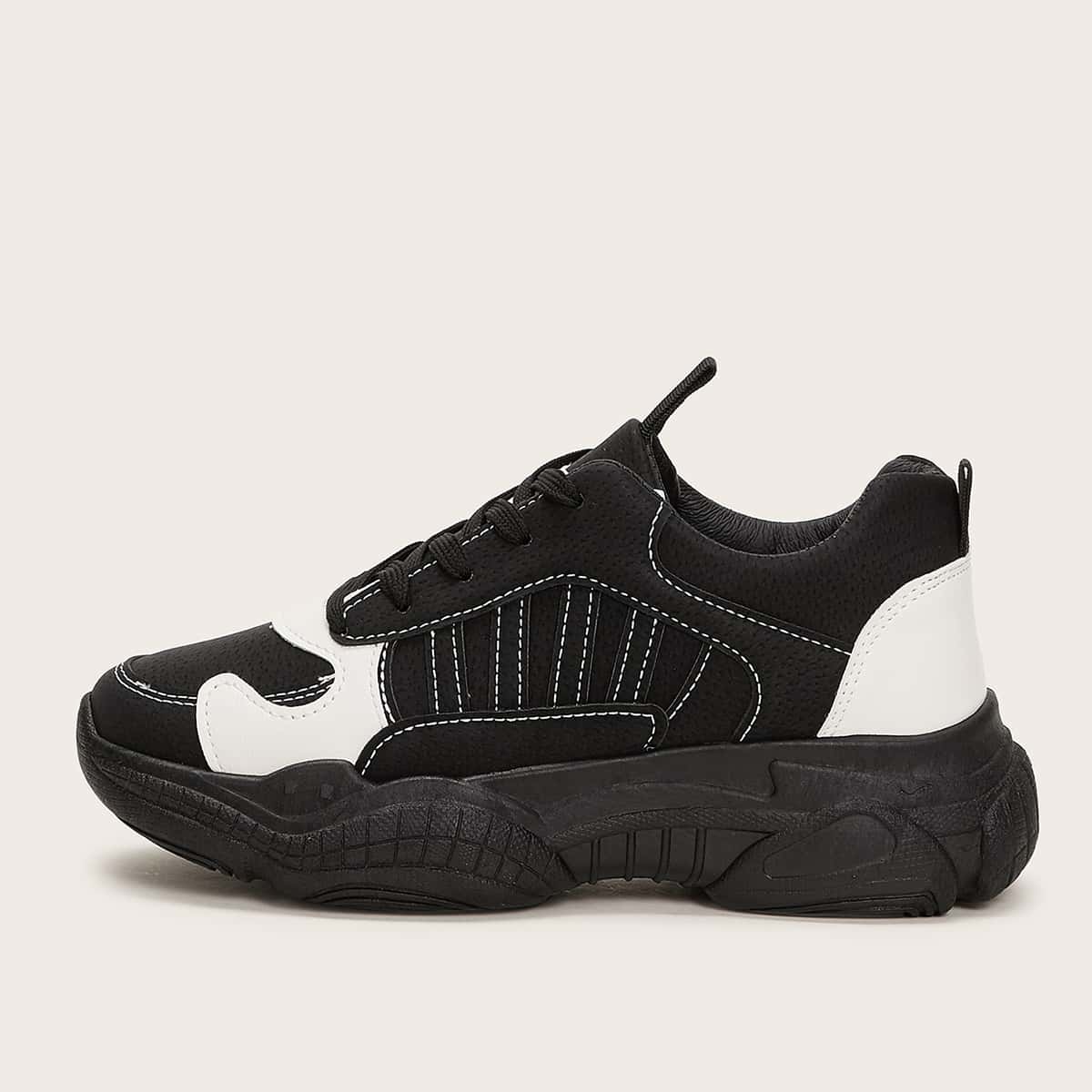 

Lace-up Front Chunky Sneakers, Black