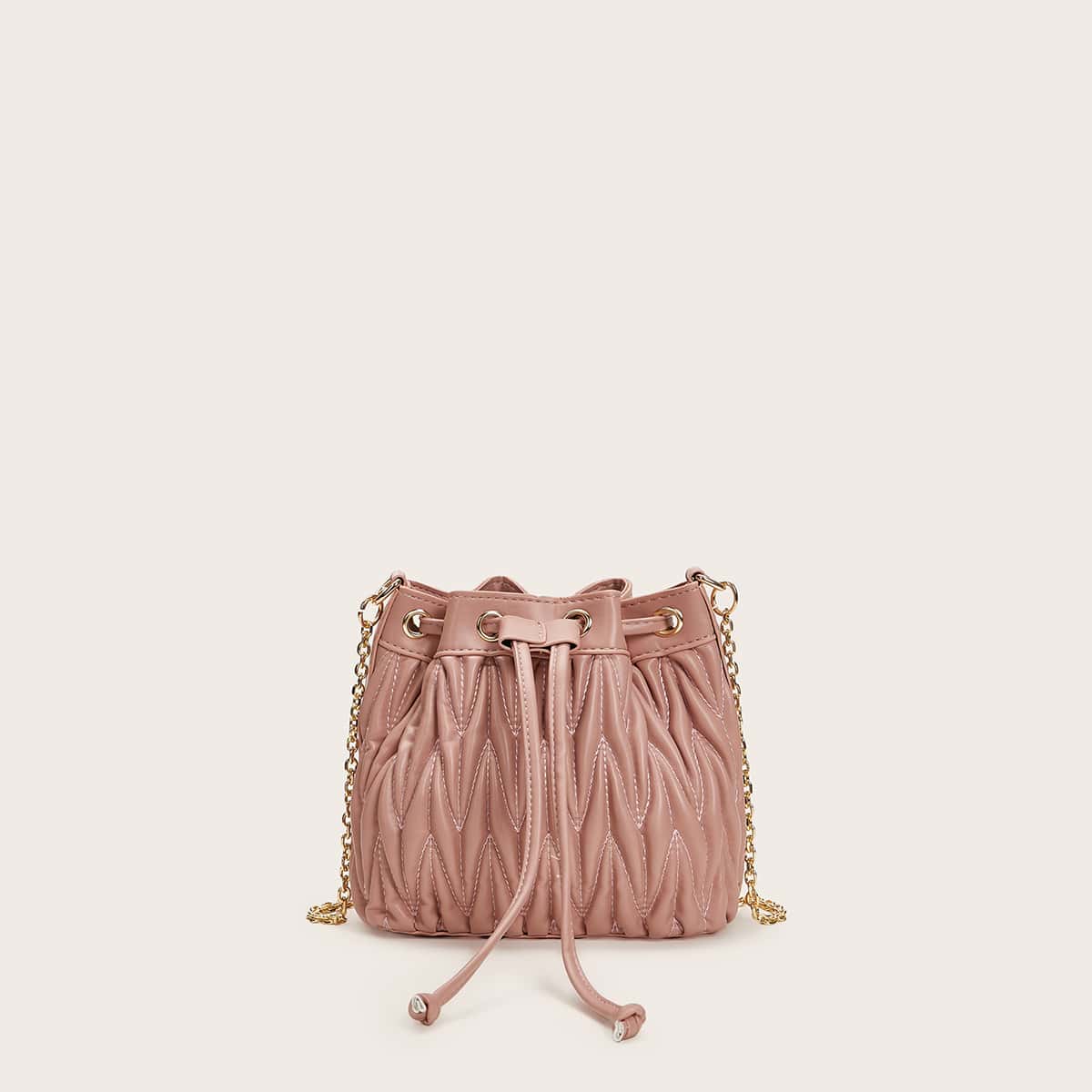 

Stitch Detail Tote Bag With Drawstring, Pink