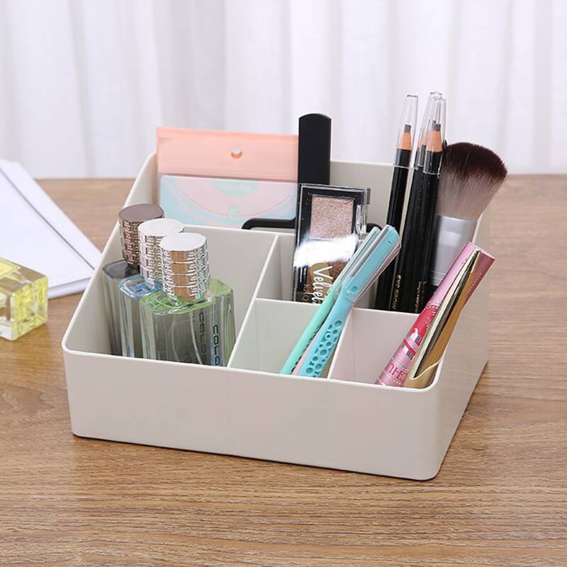 

Multi-compartment Cosmetic Storage Box, White