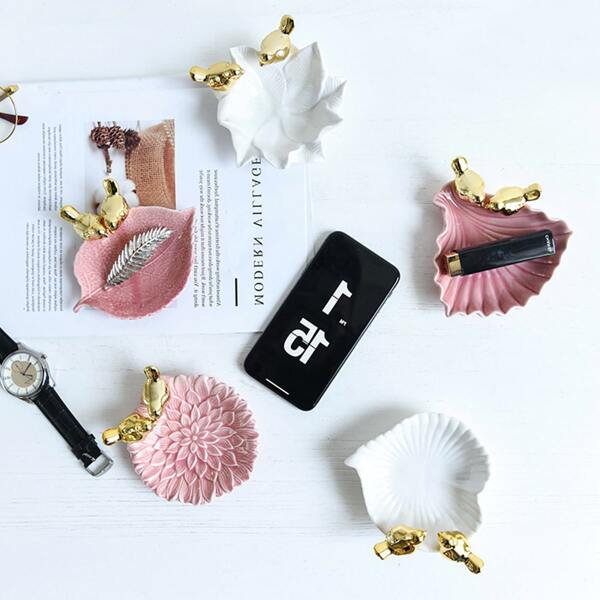 

1pc Random Ceramic Jewelry Storage Tray, Multicolor