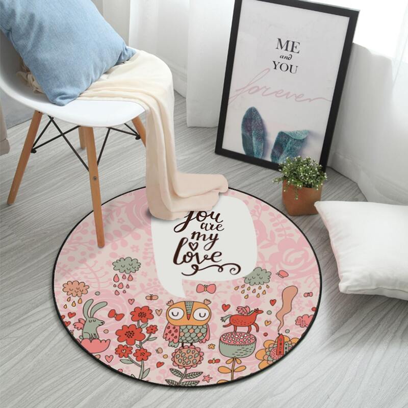 

Cartoon Graphic Round Floor Mat, Multicolor