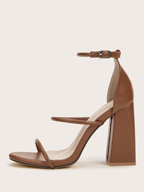 

Ankle Strap Chunky Heels, Brown