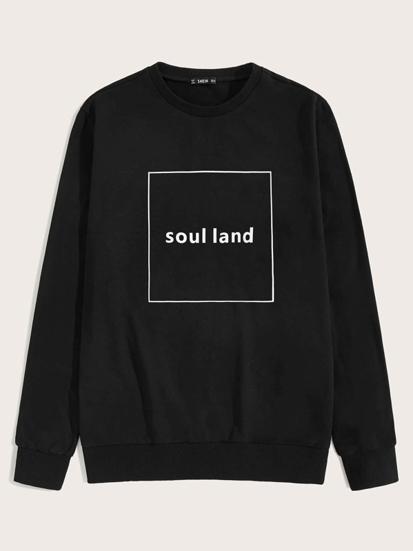 

Men Letter Graphic Pullover, Black