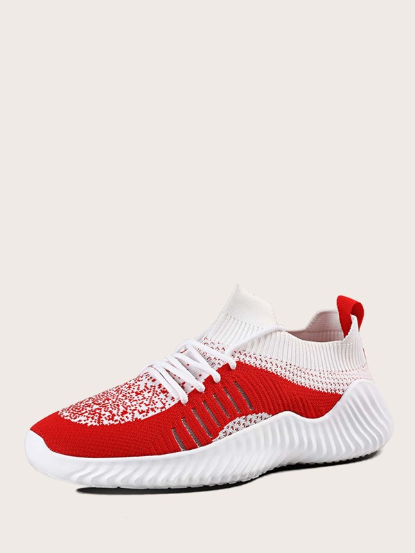 

Men Two Tone Lace-up Sneakers, Red