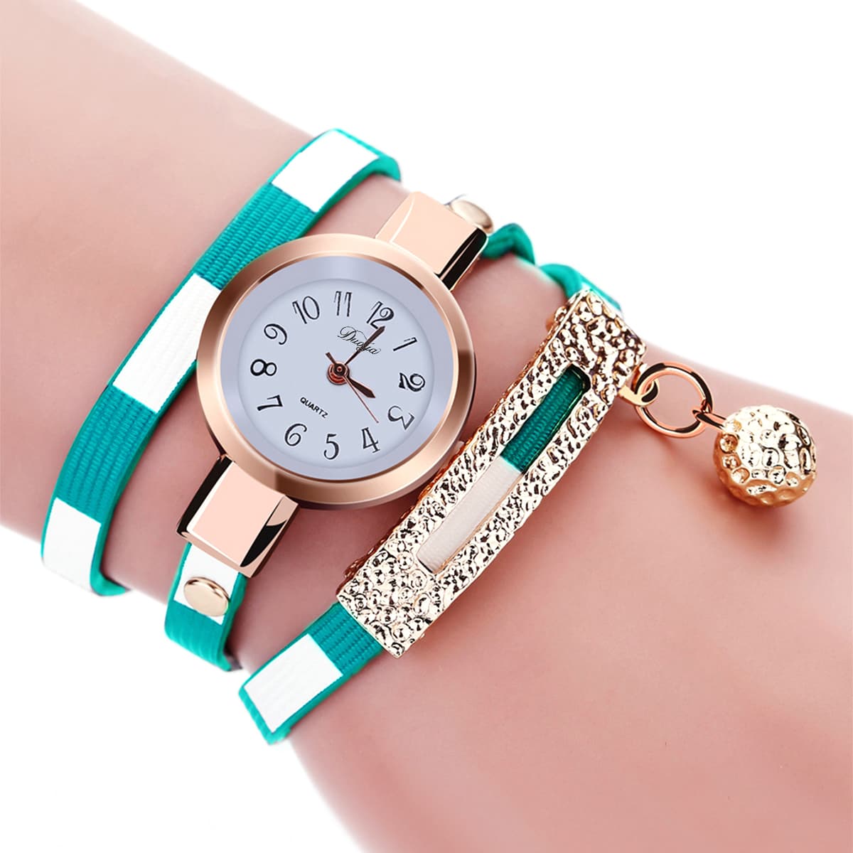 

Textured Ball Pendant Wrap Bracelet Watch