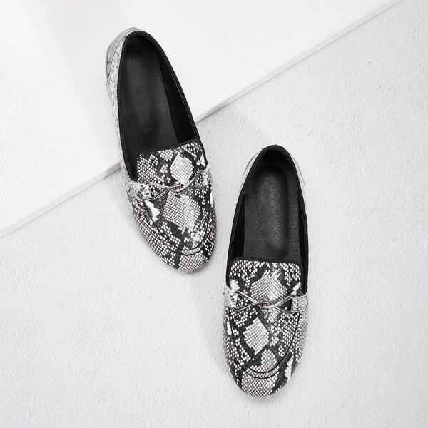 

Snakeskin Flat Loafers, Multicolor