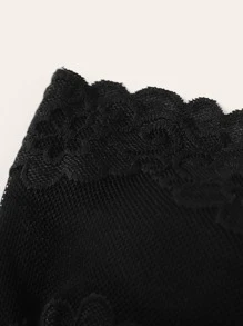 Sujetador tipo bralette de lencería con encaje y borde con ondas - Negro - Ver 3