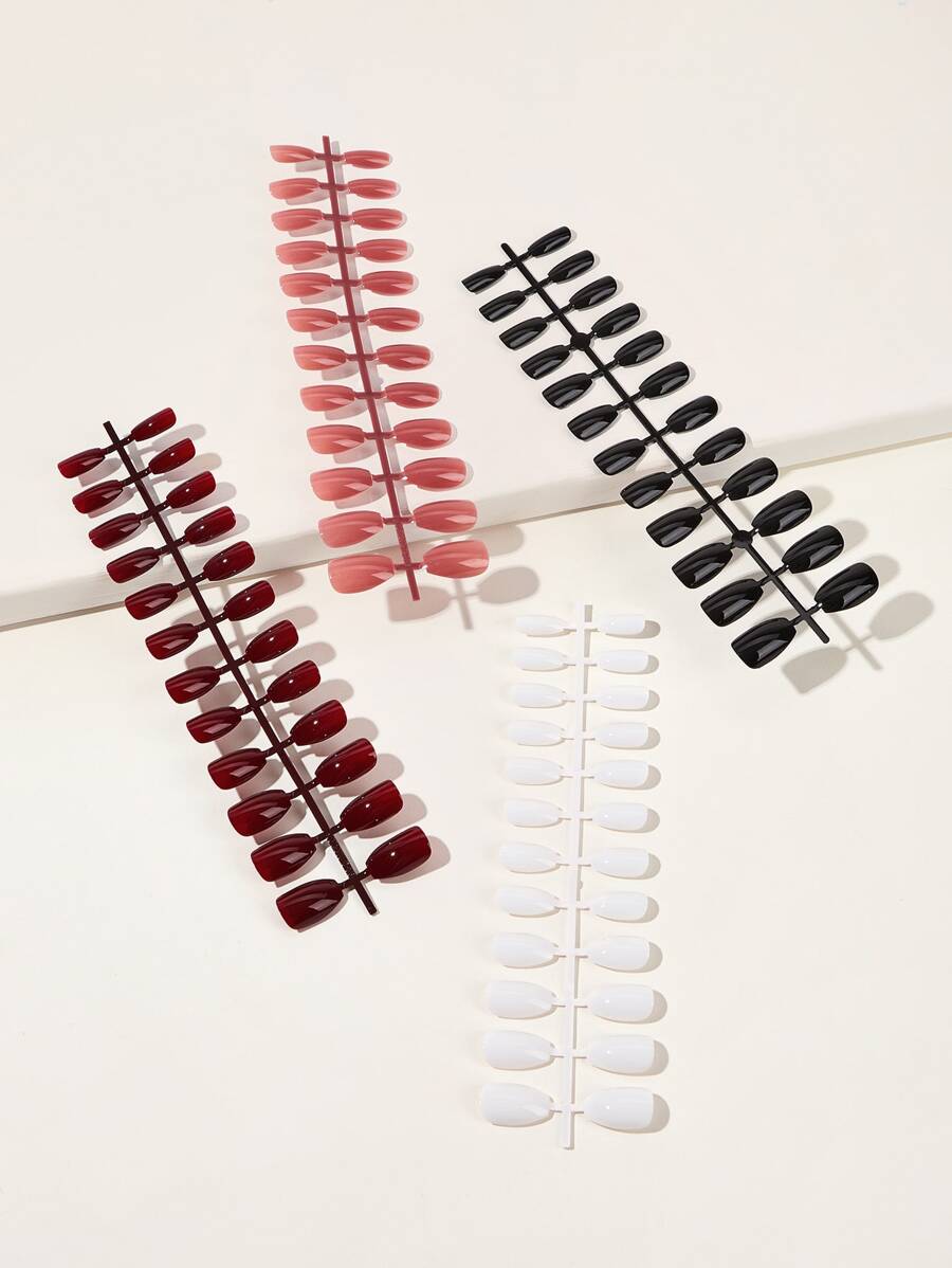 Elevate Your Style with 96pcs Short Coffin Multicolor Glossy Fake Nail - Multicolor - View 1