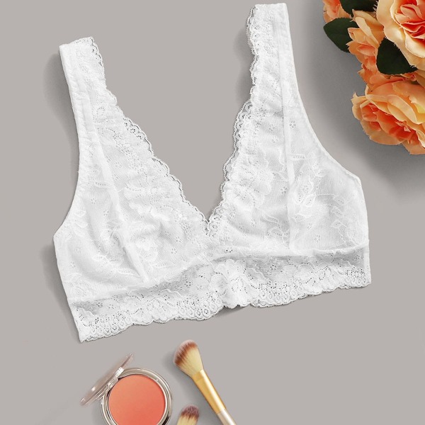 

Floral Lace Bralette, White