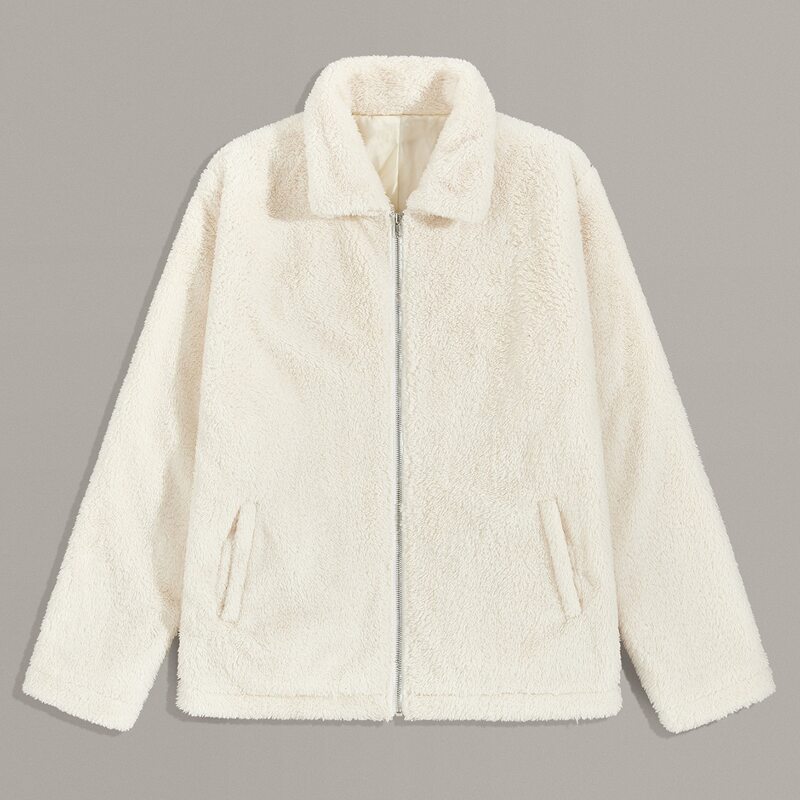

Guys Solid Zip Up Fleece Jacket, Beige